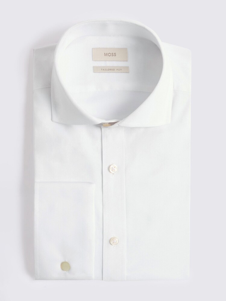 MOSS White Tailored Fit Dobby Stretch Shirt - Image 3 of 3