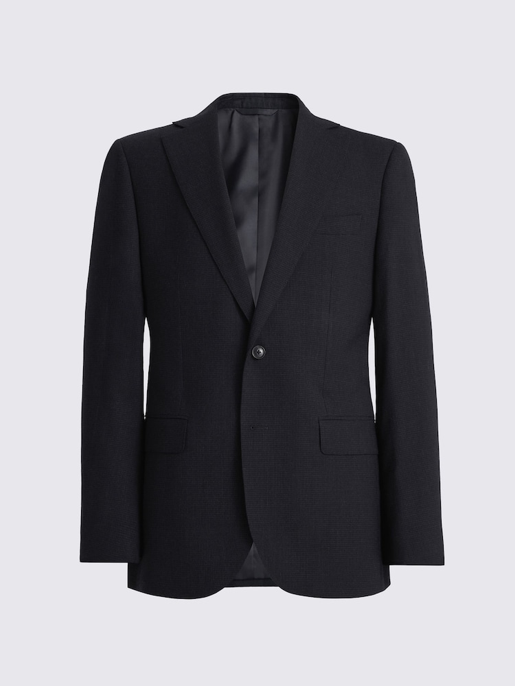 MOSS Blue Tailored Performance Puppytooth Suit Jacket - Image 7 of 7