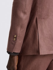 MOSS Mauve Slim Fit Twill Linen Suit Jacket - Image 4 of 5