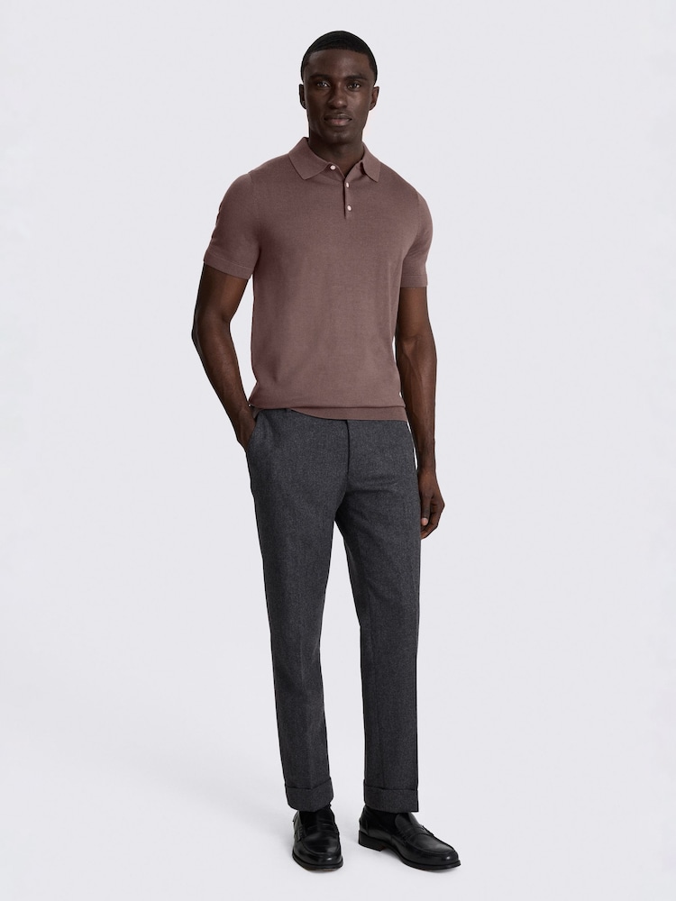 MOSS Purple Merino Knitted Polo Shirt - Image 2 of 4