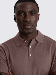 MOSS Purple Merino Knitted Polo Shirt - Image 3 of 4