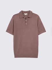 MOSS Purple Merino Knitted Polo Shirt - Image 4 of 4
