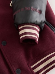 Burgundy Red Varsity Faux Leather Hooded Jacket (6-16yrs) - Image 4 of 5