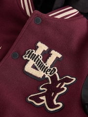 Burgundy Red Varsity Faux Leather Hooded Jacket (6-16yrs) - Image 5 of 5