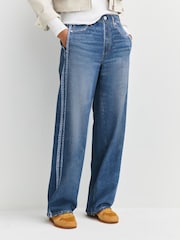 Rag & Bone Carnation Stripe Miramar Terry Wide Leg Jeans - Image 2 of 7