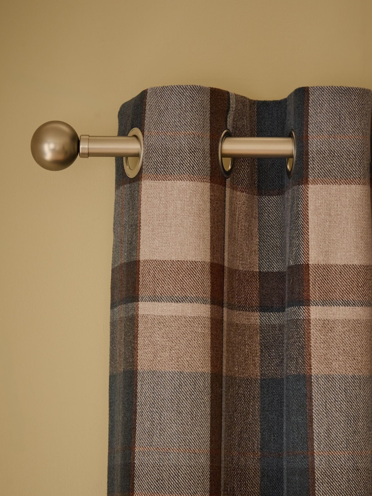 Navy Blue Brushed Check Super Thermal Eyelet Curtains - Image 1 of 6 Navy Blue Brushed Check Super Thermal Eyelet Curtains - Image 1 of 6