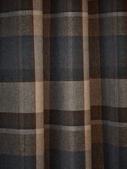 Navy Blue Brushed Check Super Thermal Eyelet Curtains - Image 6 of 6