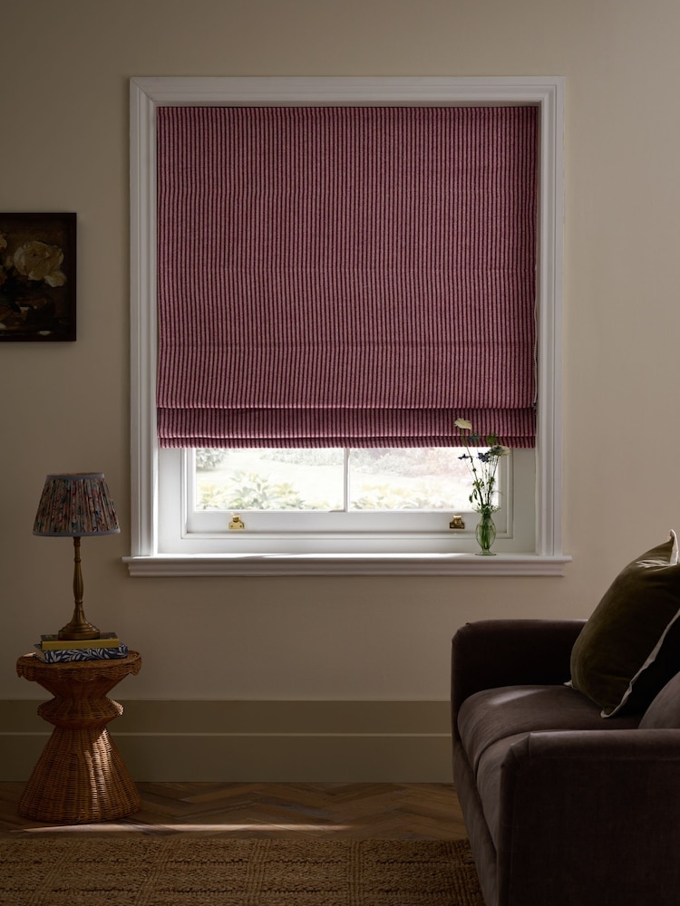 Burgundy Red Ready Made Blackout Roman Brushed Stripe Blinds - Image 7 of 7
