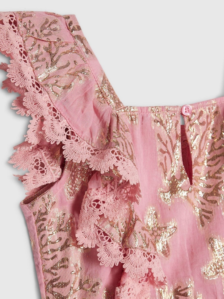 River Island Pink Foil Frill Top & Rara Skirt Set - Image 4 of 4 River Island Pink Foil Frill Top & Rara Skirt Set - Image 4 of 4