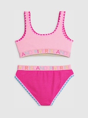 River Island Pink Logo Textured Whipstitch Bikini - Image 2 of 4