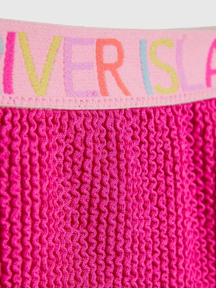 River Island Pink Logo Textured Whipstitch Bikini - Image 4 of 4