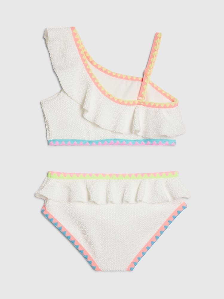 River Island White Asymmetric Neon Whipstitch Bikini - Image 2 of 4