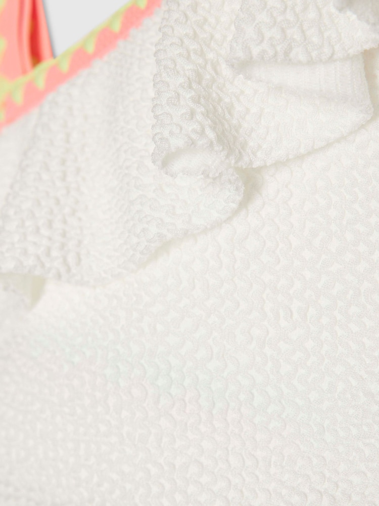 River Island White Asymmetric Neon Whipstitch Bikini - Image 4 of 4