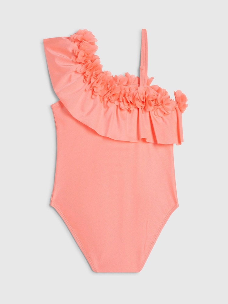 River Island Pink 3D Flower Asymmetric Swimsuit - Image 2 of 4 River Island Pink 3D Flower Asymmetric Swimsuit - Image 2 of 4