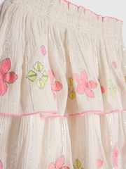 River Island Cream Neon Embrodiered Frill Top & Rara Skirt Set - Image 3 of 4