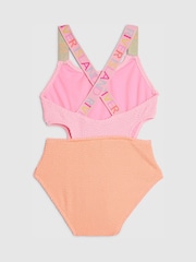 River Island Pink Logo Colourblocked Cut Out Swimsuit - Image 2 of 4