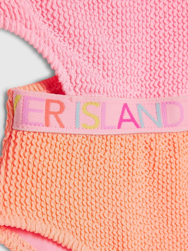 River Island Pink Logo Colourblocked Cut Out Swimsuit - Image 4 of 4 River Island Pink Logo Colourblocked Cut Out Swimsuit - Image 4 of 4