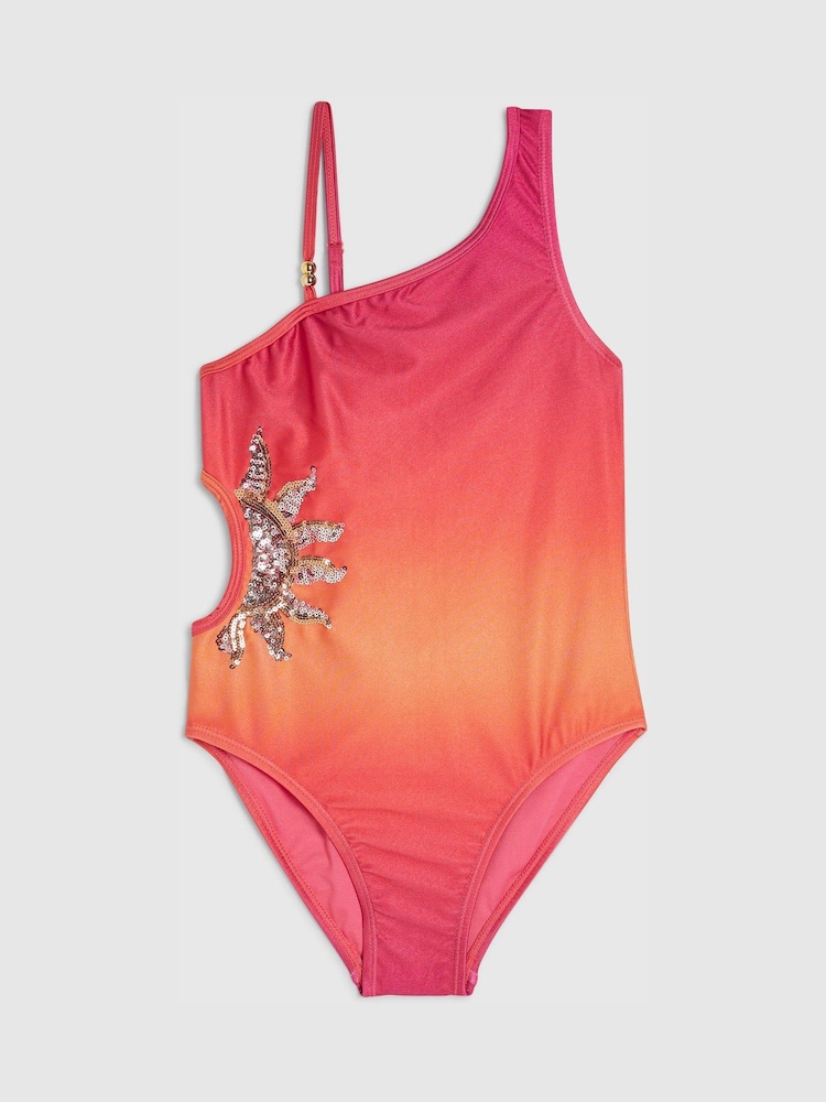 River Island Orange Ombre Sequin Sun Swimsuit - Image 1 of 4 River Island Orange Ombre Sequin Sun Swimsuit - Image 1 of 4