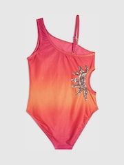 River Island Orange Ombre Sequin Sun Swimsuit - Image 2 of 4