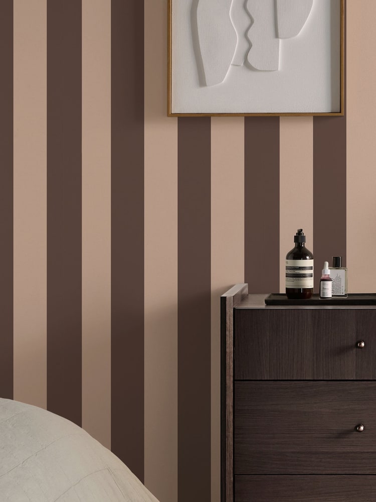 MADE.COM Mocha Demi Wide Stripe A4 Wallpaper Sample - Image 4 of 4