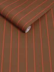 MADE.COM Caramel  Red Kyria Stripe A4 Wallpaper Sample - Image 3 of 4