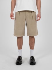 Prohibited Brown Podium Double Pleated Shorts - Image 1 of 5