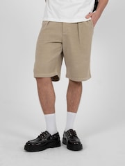 Prohibited Brown Podium Double Pleated Shorts - Image 4 of 5