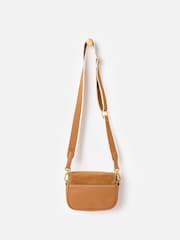 Oliver Bonas Brown Freya Camel Brown Double Buckle Faux Suede Crossbody Bag - Image 5 of 6
