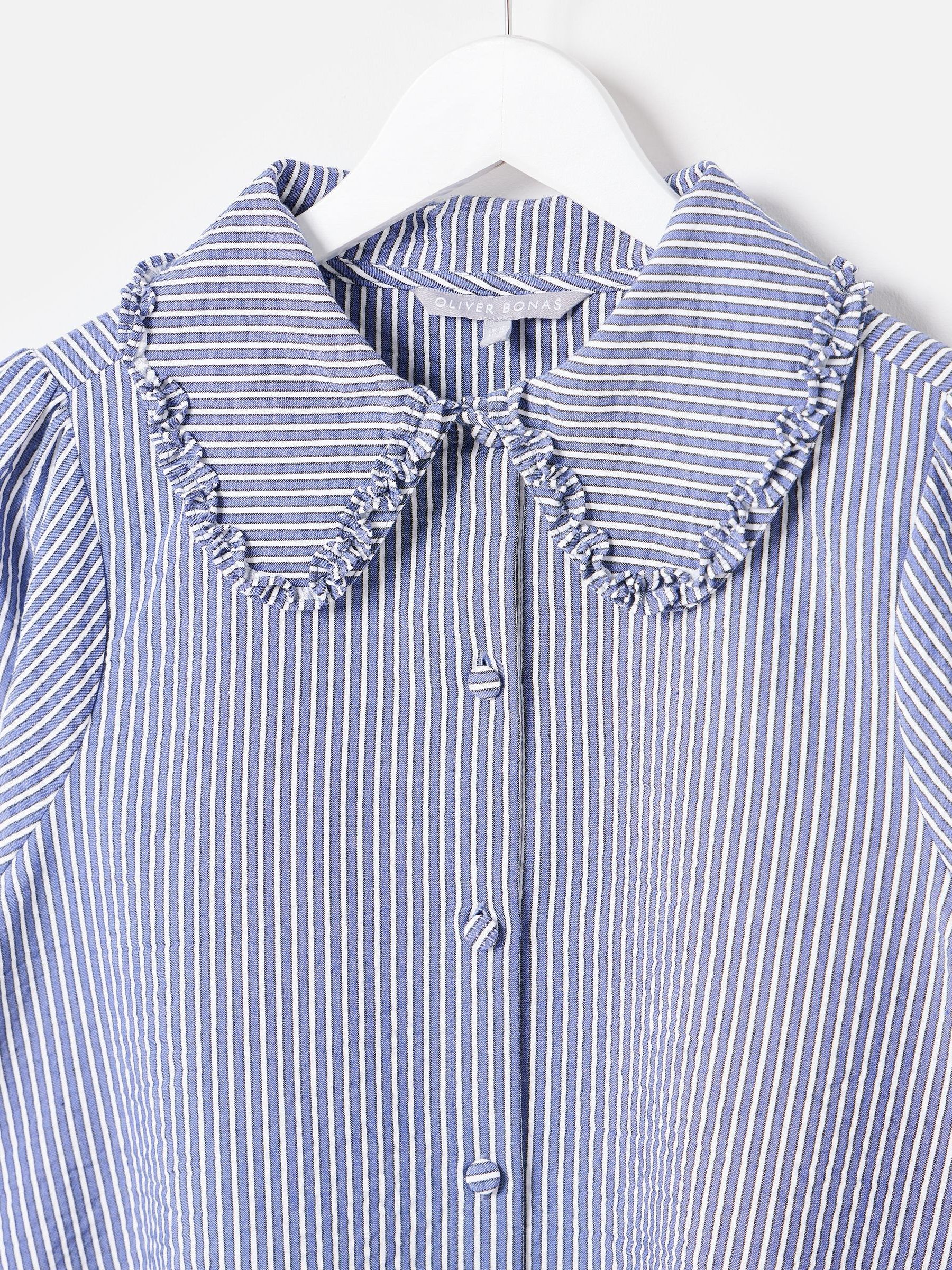 Buy Oliver Bonas Blue Blue & White Striped Collar Shirt from the