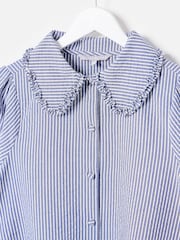 Oliver Bonas Blue Blue & White Striped Collar Shirt - Image 8 of 8