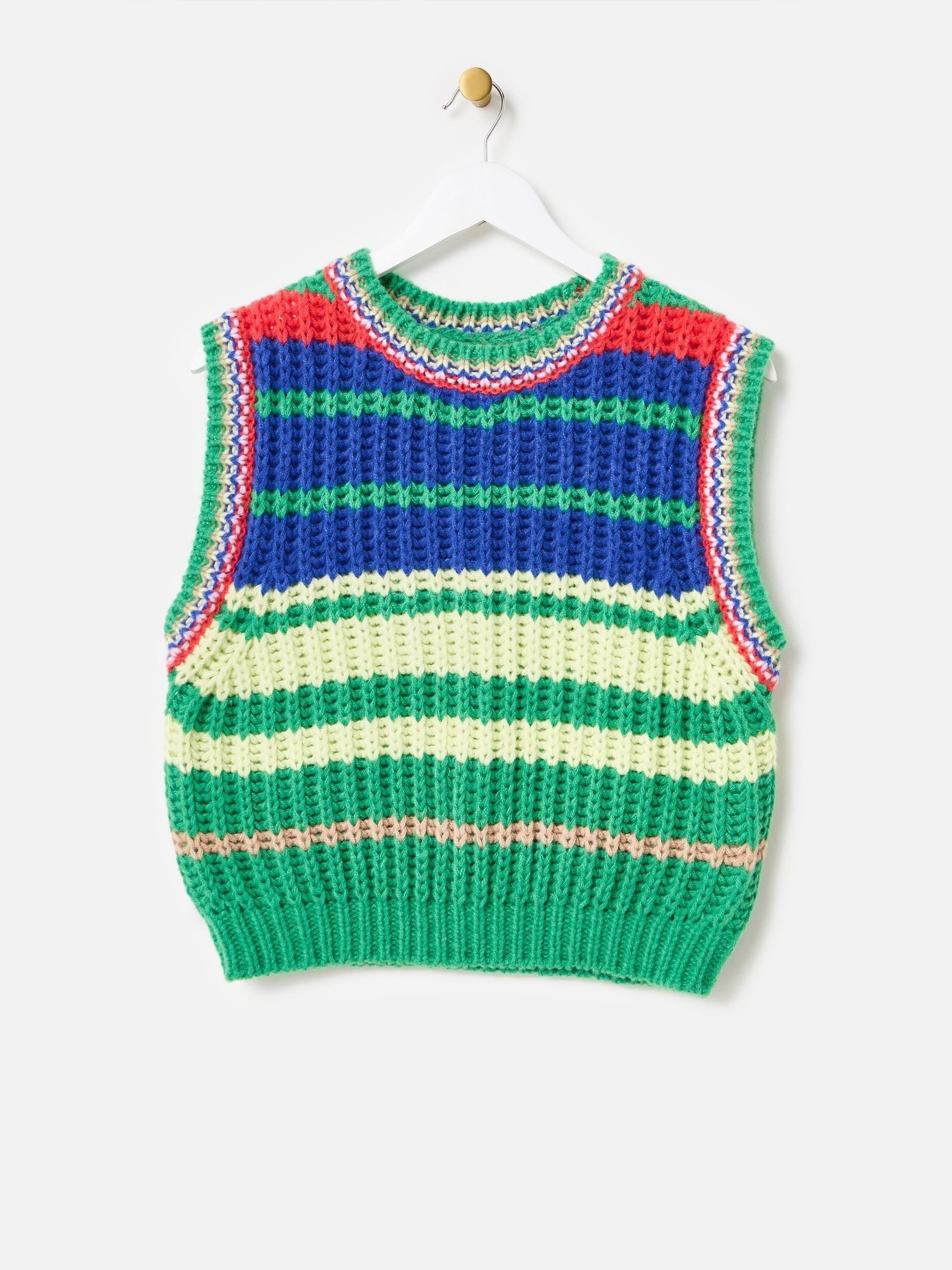 Buy Oliver Bonas Green Blue & Green Striped Chunky Knitted Tank