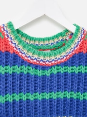 Oliver Bonas Green Blue & Green Striped Chunky Knitted Tank Top - Image 5 of 7