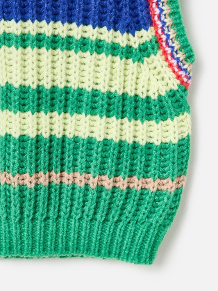 Oliver Bonas Green Blue & Green Striped Chunky Knitted Tank Top - Image 7 of 7