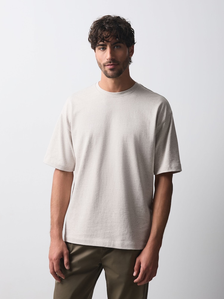 Neutral Marl Relaxed Fit Heavyweight T-Shirt - Image 1 of 4 Neutral Marl Relaxed Fit Heavyweight T-Shirt - Image 1 of 4