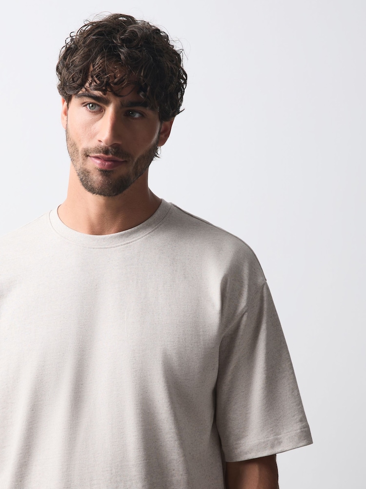 Neutral Marl Relaxed Fit Heavyweight T-Shirt - Image 2 of 4 Neutral Marl Relaxed Fit Heavyweight T-Shirt - Image 2 of 4