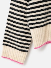 Oliver Bonas Black Monochrome & Pink Striped Roll Neck Knitted Jumper - Image 5 of 7