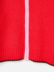 Oliver Bonas Red Red Scalloped Collar Zip Up Knitted Bomber Jacket - Image 8 of 8