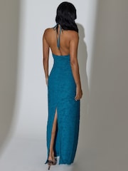 South Beach Halterneck Textured Bead Detail Maxi Dress - Imaginea 3 din 6