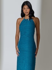 South Beach Halterneck Textured Bead Detail Maxi Dress - Imaginea 4 din 6