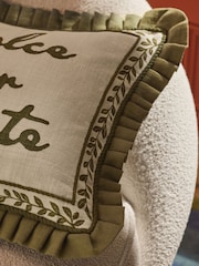 Lia Gold x Next Green Embroidered Slogan Pleated Cushion - Image 4 of 6