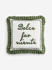 Lia Gold x Next Green Embroidered Slogan Pleated Cushion - Image 5 of 6