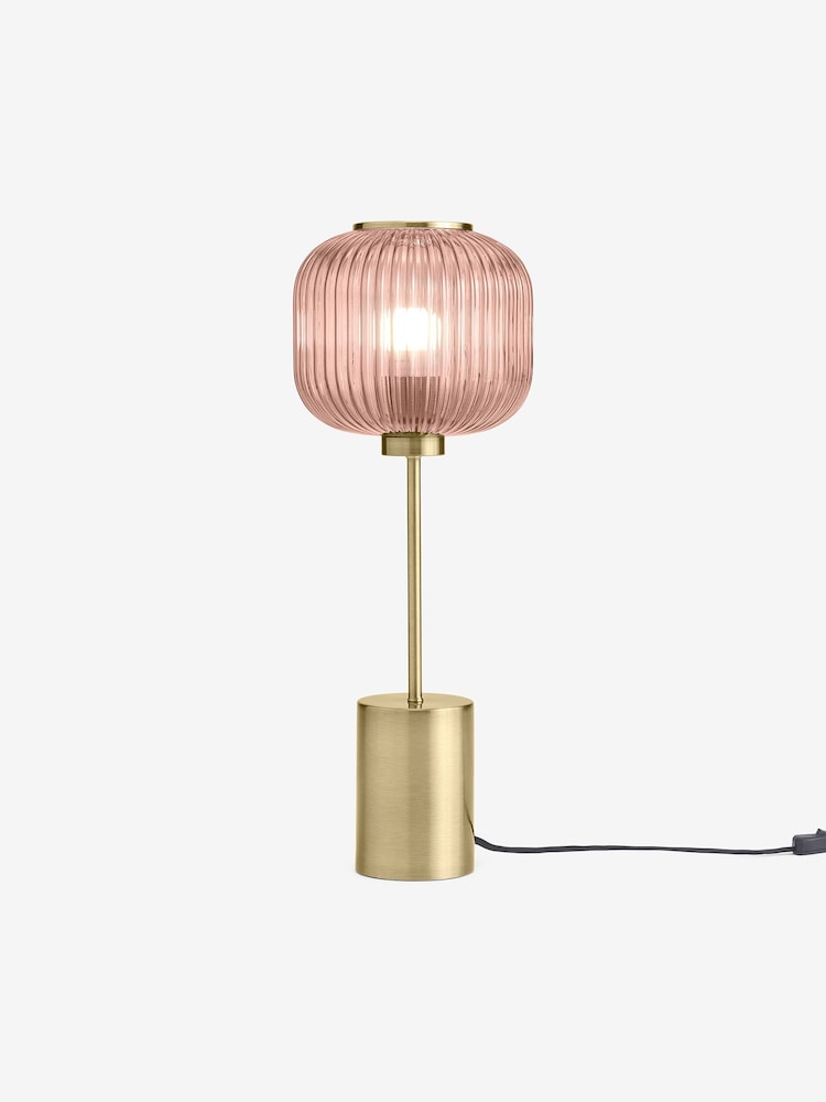 MADE.COM Pink Briz Ribbed Glass Table Light - Image 2 of 7 MADE.COM Pink Briz Ribbed Glass Table Light - Image 2 of 7