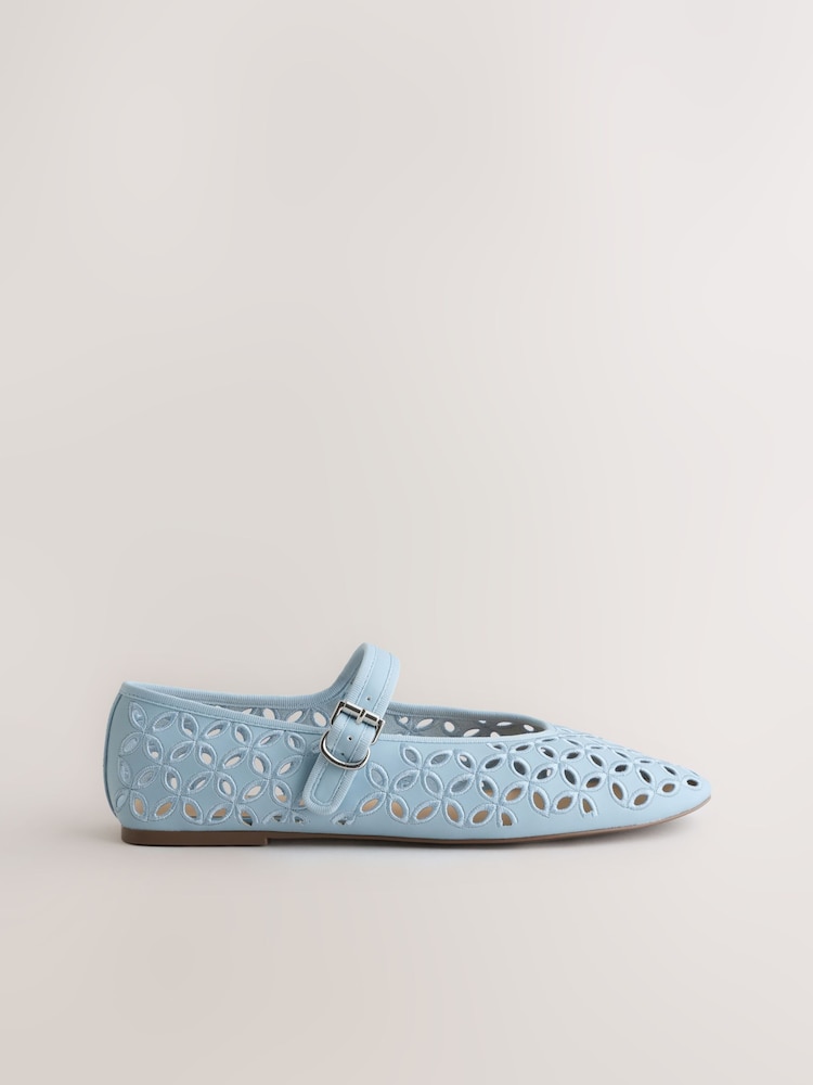 Blue Forever Comfort® Broderie Mary Janes - Image 2 of 5 Blue Forever Comfort® Broderie Mary Janes - Image 2 of 5
