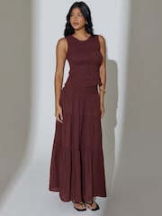 South Beach Brown Shirred Sleeveless Top - Image 6 of 6