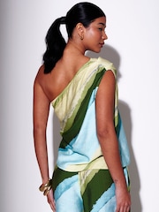 South Beach Stripe Asymmetric One Shoulder Top - Image 2 of 4