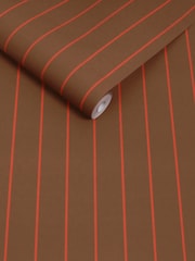 MADE.COM Caramel Red Kyria Stripe 10M Wallpaper - Image 2 of 2