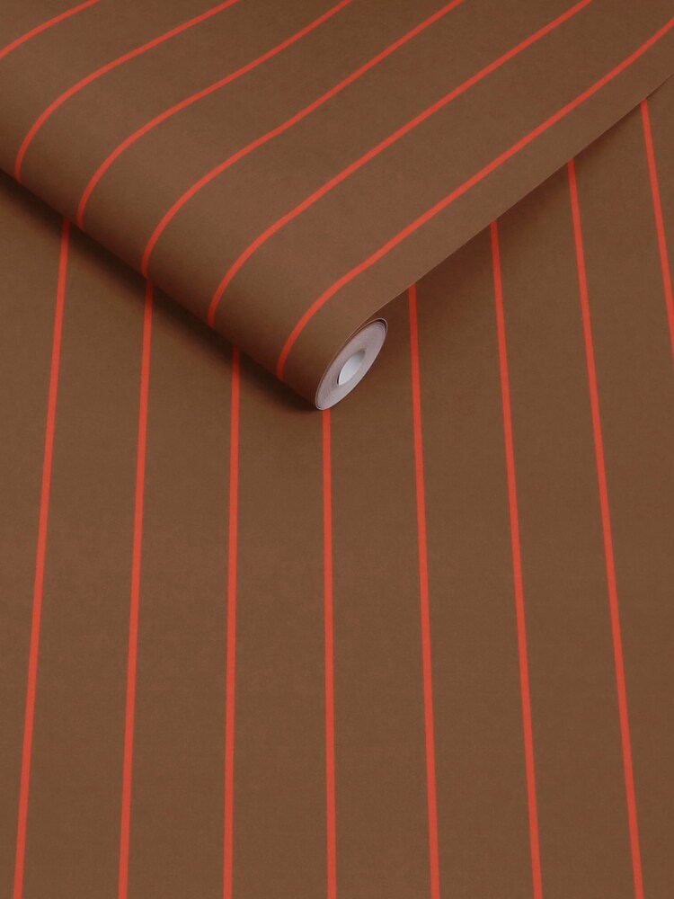 MADE.COM Caramel Red Kyria Stripe 10M Wallpaper - Image 2 of 2