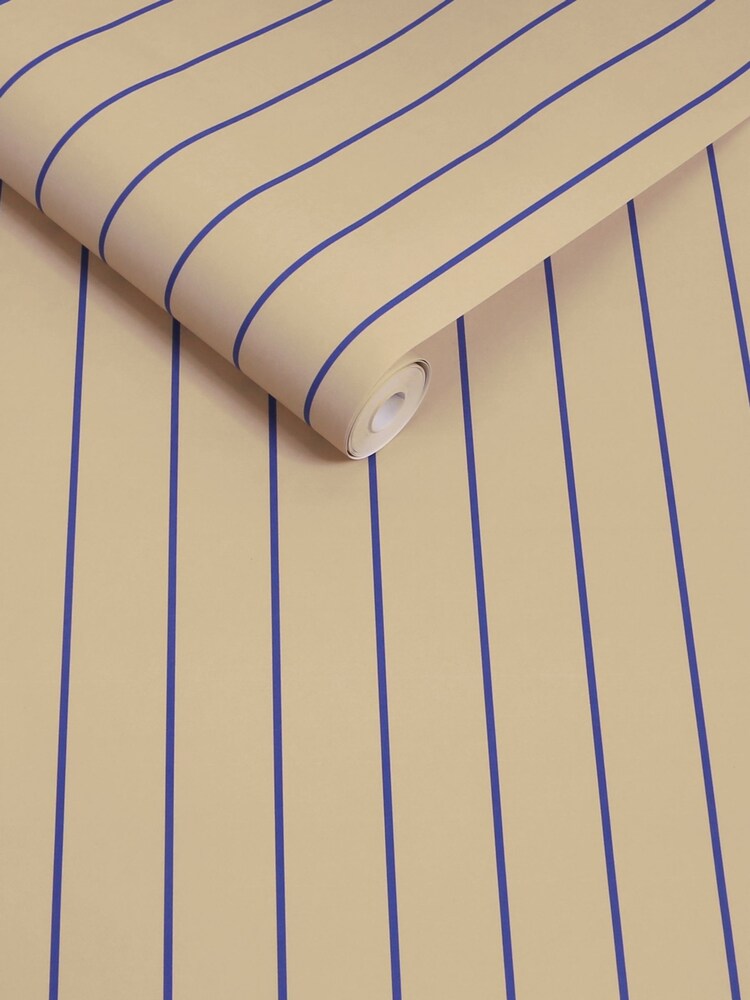 MADE.COM Neutral Blue Kyria Stripe 10M Wallpaper - Image 2 of 2