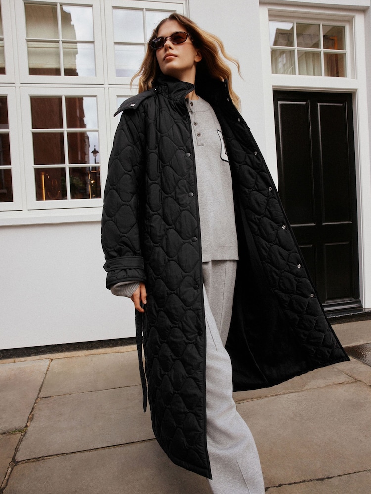Crna - Long Quilted Jacket - Slika 1 od 10