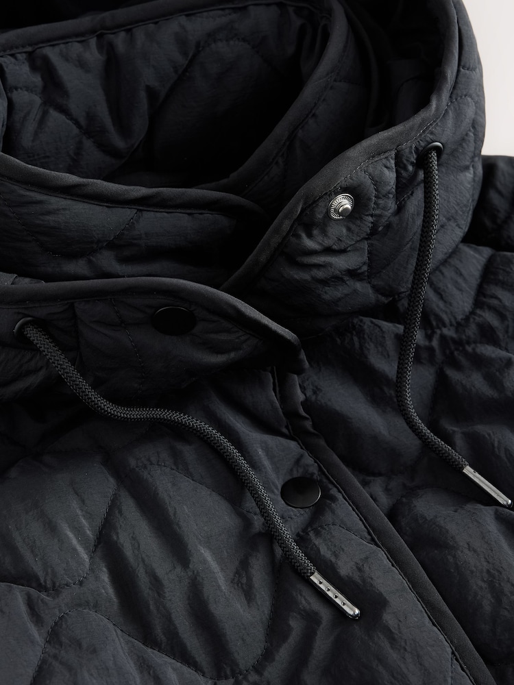 Crna - Long Quilted Jacket - Slika 10 od 10